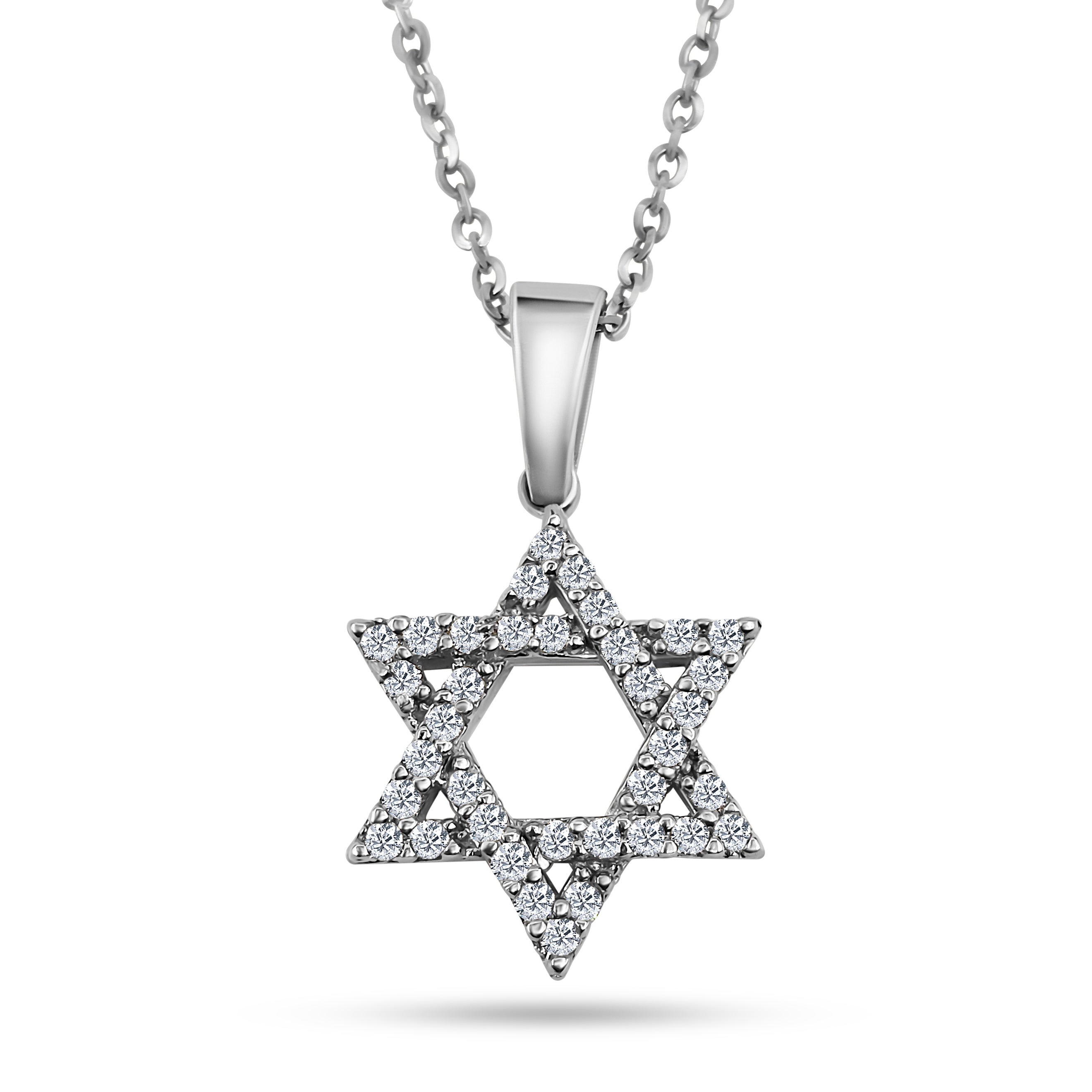 תליון מגן דוד בשיבוץ יהלומים טבעיים דגם S009